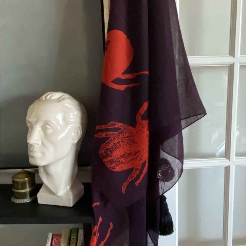 India Hicks Aubergine/Orange Beetle Scarf/Sarong/Shawl
